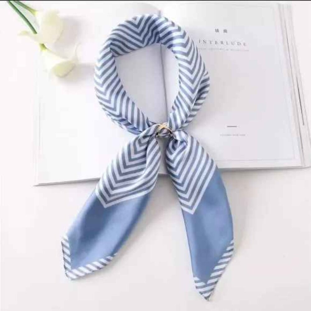 Women Satin Silk Feeling Square Neck Scarf